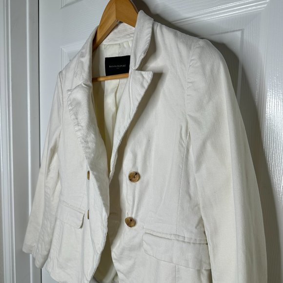 WOMEN'S BANANA REPUBLIC CREAM BLAZER US SIZE SMALL PETITE - Picture 4 of 11